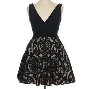 Xscape Black and Cream Mini Dress